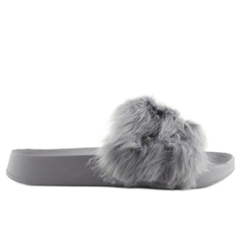 Pantofole grigie con pelliccia S37 grigio