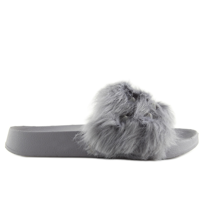 Pantofole grigie con pelliccia S37 grigio