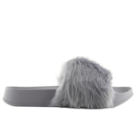 Ciabatte in pelliccia grigia S36 grigie grigio