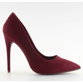Décolleté con tacco a spillo in camoscio bordeaux 5101 W. Rosso multicolore