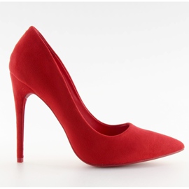 Décolleté su tacco a spillo in suede rosso