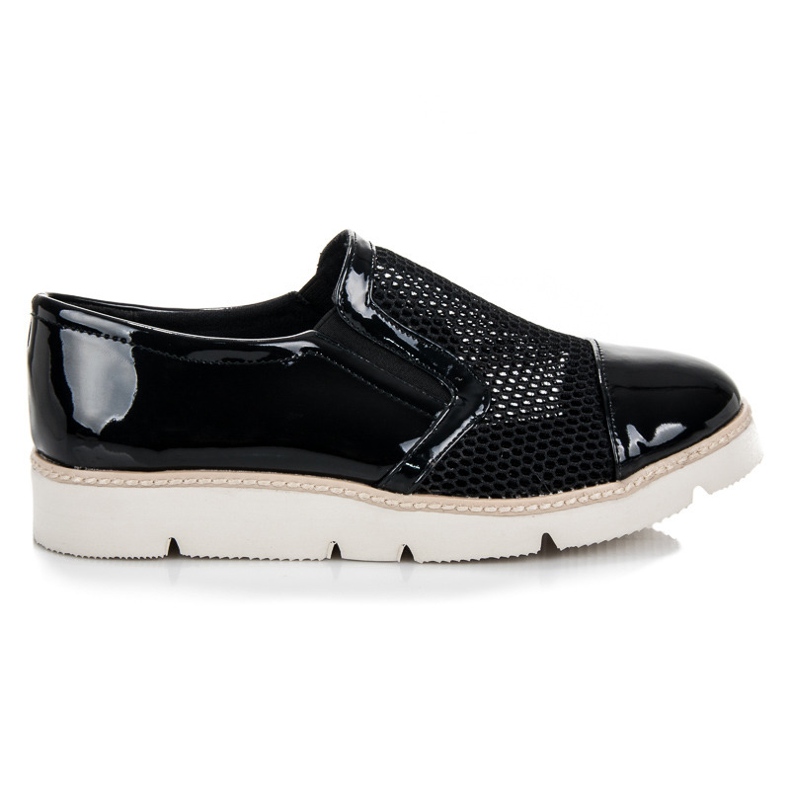 Vinceza Scarpe laccate con rete nero