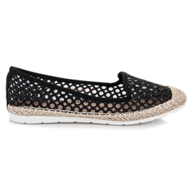 Vinceza Espadrillas ballerina traforate nero