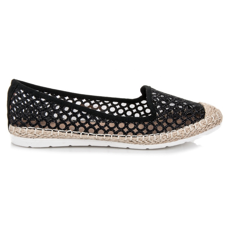 Vinceza Espadrillas ballerina traforate nero