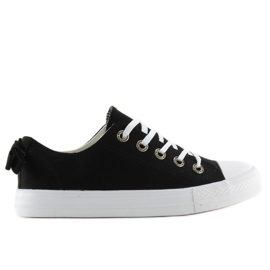 Sneakers da donna nere con fiocco 8935 Black nero