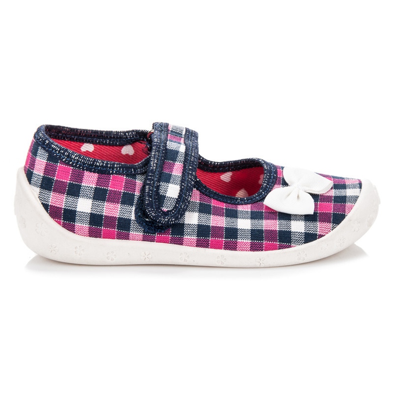 Reweks Scarpe da casa a scacchi blu navy rosa