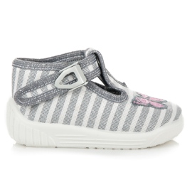 Reweks Pantofole grigie con una farfalla grigio