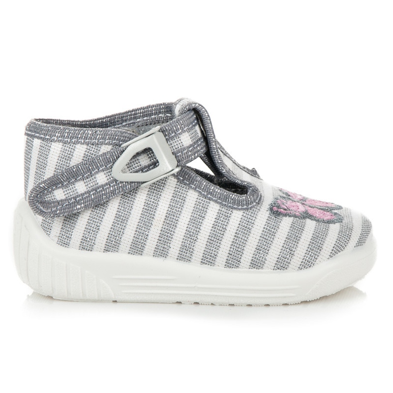 Reweks Pantofole grigie con una farfalla grigio