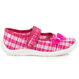 Reweks Ballerina domestica con velcro rosa