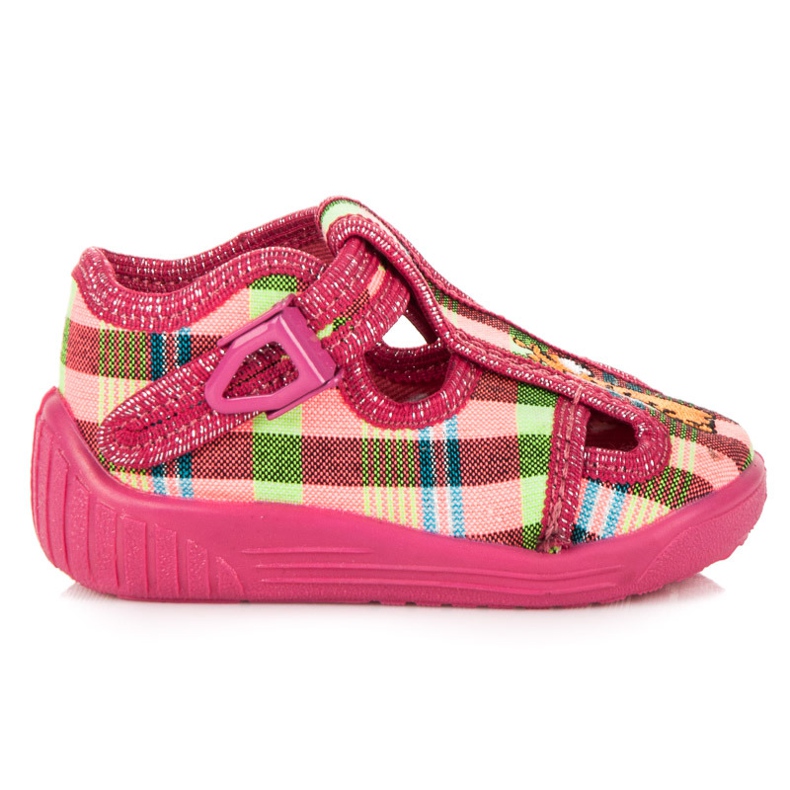 Reweks Pantofole con fibbia a scacchi rosa