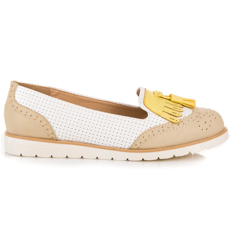 Vices Ballerine traforate con frange bianca marrone