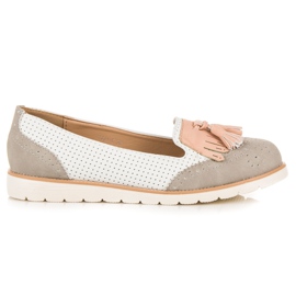 Vices Ballerine traforate con frange bianco grigio rosa