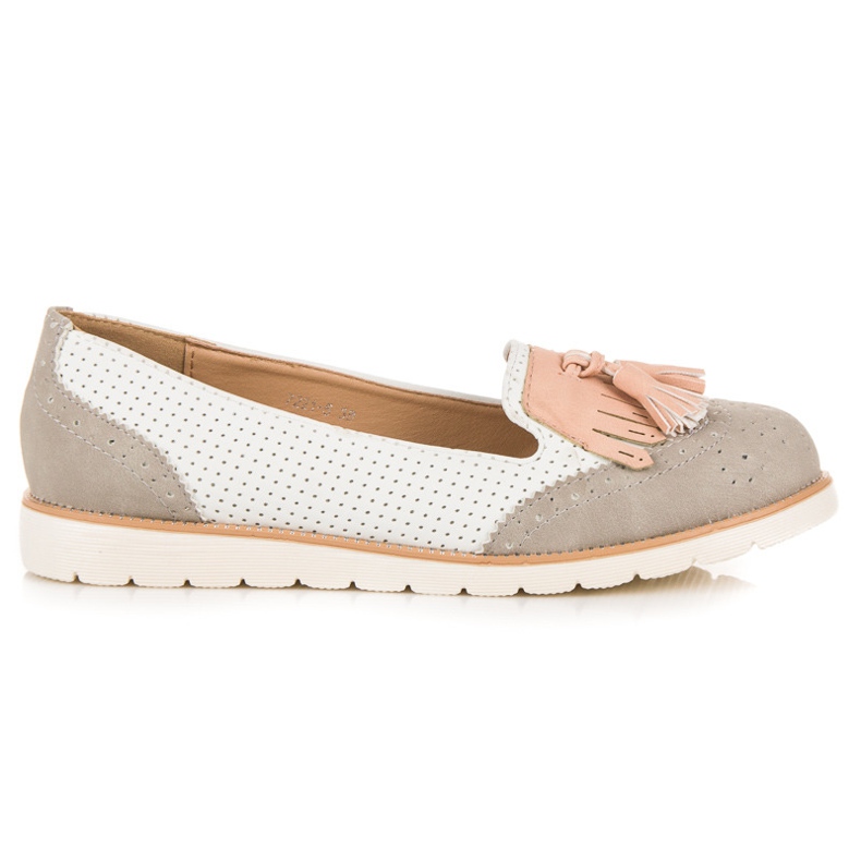 Vices Ballerine traforate con frange bianca grigio rosa