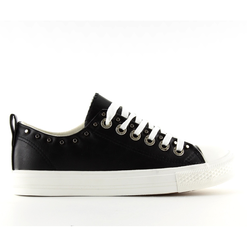 Nero SM-2738 Sneakers da donna nere con borchie