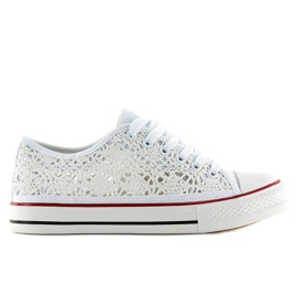 Sneakers da donna bianche in pizzo NB89P bianche bianco