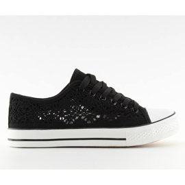 Sneakers da donna in pizzo nero NB89P Nero