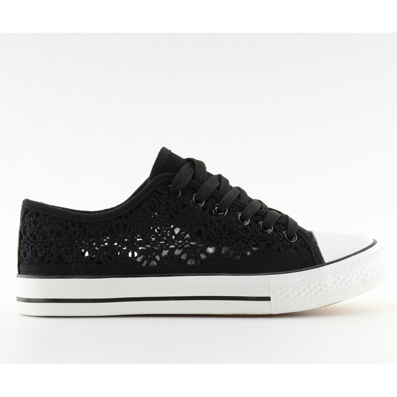 Sneakers da donna in pizzo nero NB89P Nero