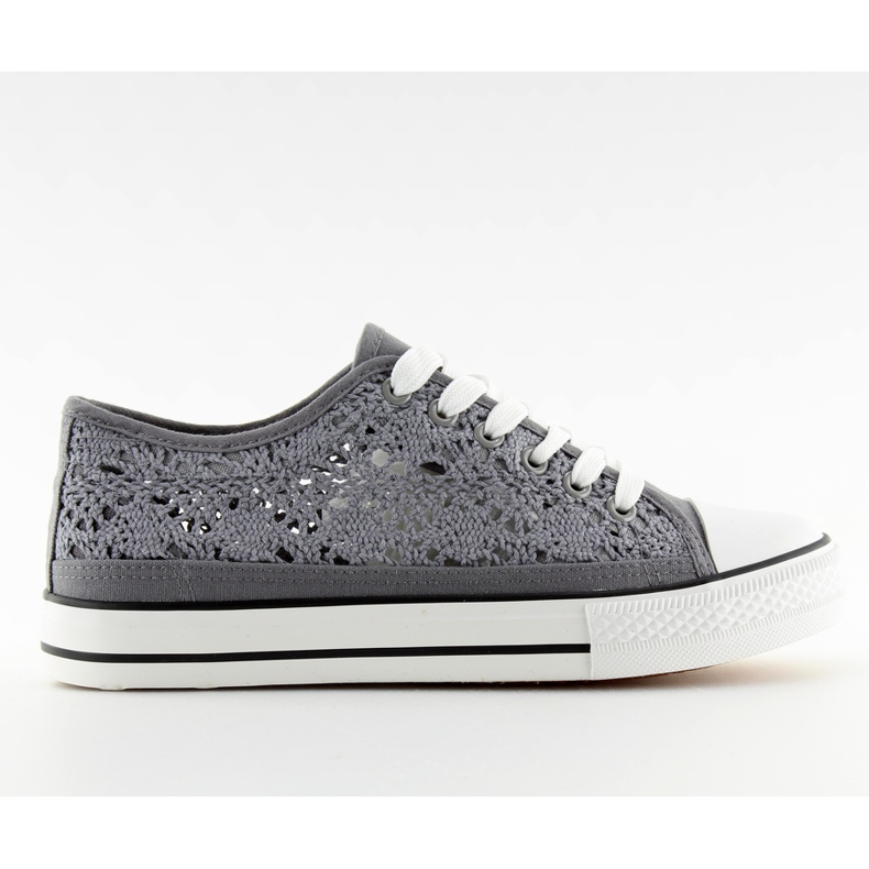 Sneakers da donna in pizzo grigio NB89P grigio