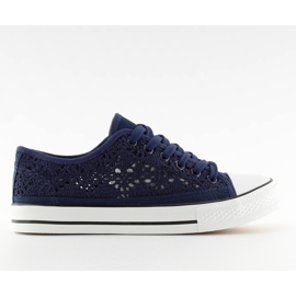 Sneakers da donna in pizzo blu navy NB89P Blue