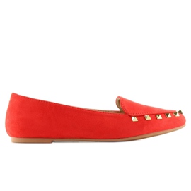Mocassini da donna con borchie rosso 1388 Rosso