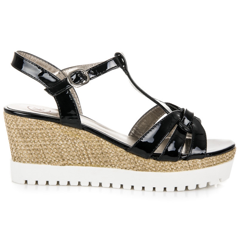 Kylie Sandali con zeppa laccati nero