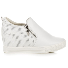 Scarpe da ginnastica traforate su zeppa bianca