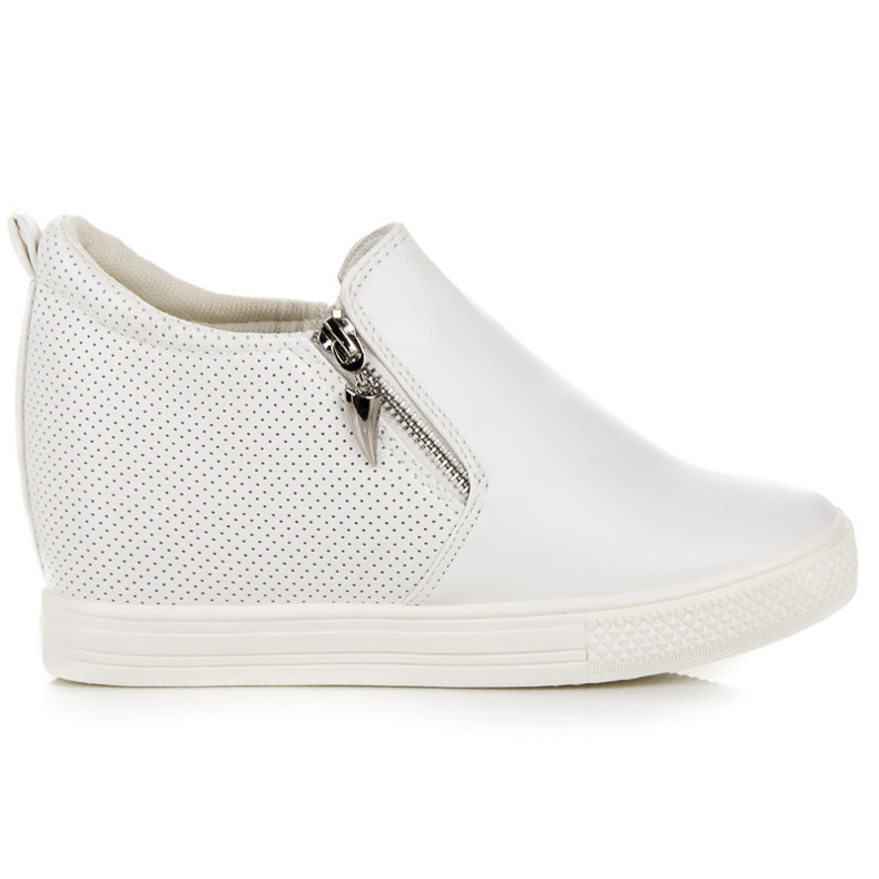 Scarpe da ginnastica traforate su zeppa bianca