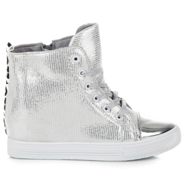 Sneakers con zeppa argento grigio