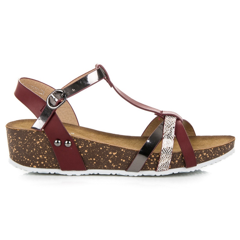 Vinceza Sandali con zeppa bordeaux rosso