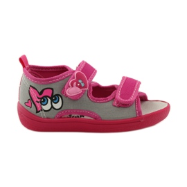 American Club Sandali con soletta in pelle americana rosa grigio