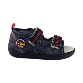 American Club Sandali con soletta in pelle americana blu navy rosso