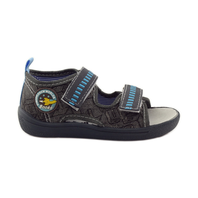 American Club Sandali con soletta in pelle americana grigio blu