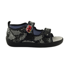 American Club Sandali con soletta in pelle americana bianco nero