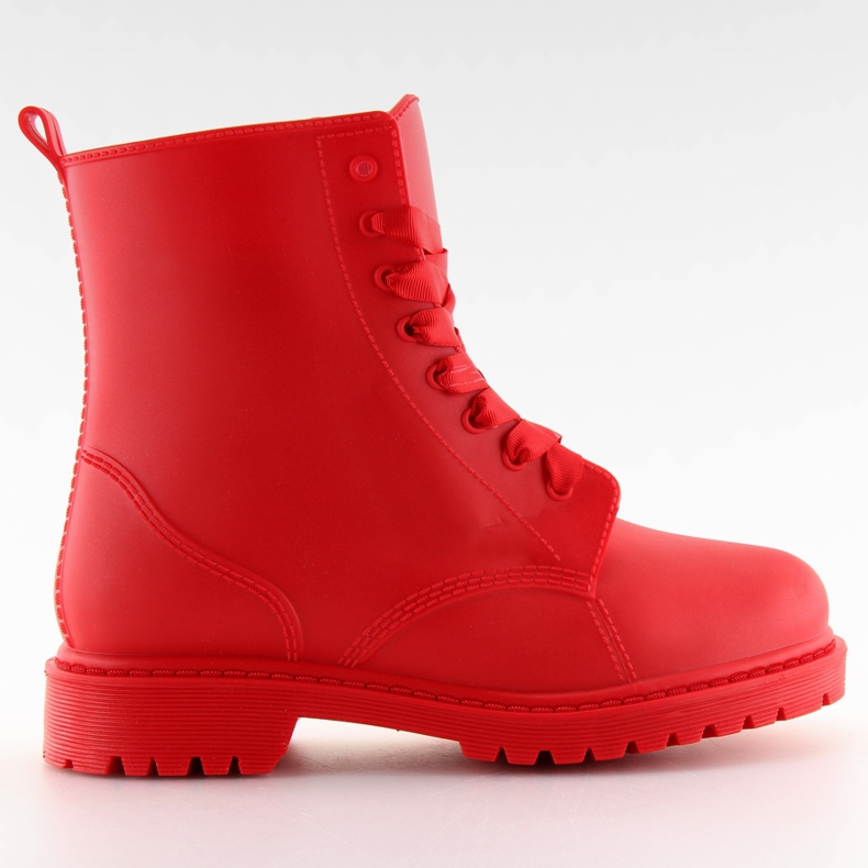 Stivali con lacci rossi galosce D56P rosse rosso