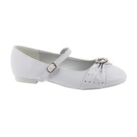 Ballerine con strass da comunione American Club 12/19 bianca