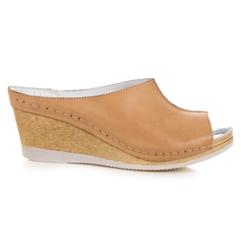 Vinceza Pantofole in pelle marrone