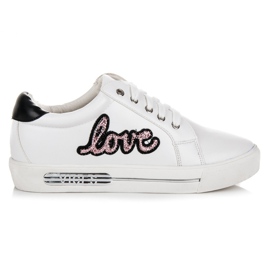 Vices Sneakers con lacci Love bianco rosa