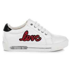 Vices Sneakers con lacci Love bianco rosso