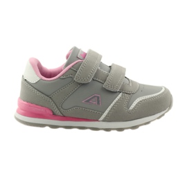 American Club Intarsio in pelle americana con velcro sportivo rosa grigio bianca