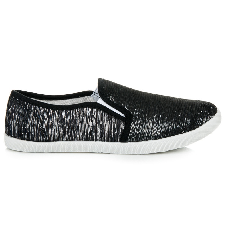 Sneakers slip on con filo argento nero