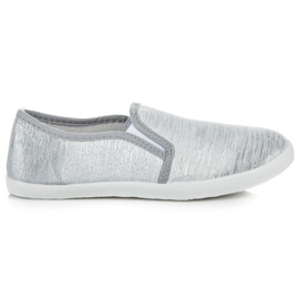 Sneakers slip on con filo argento grigio