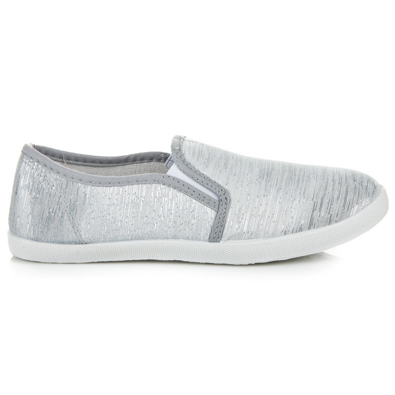 Sneakers slip on con filo argento grigio