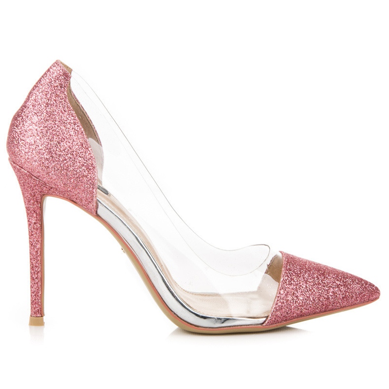 Vices Tacchi trasparenti con glitter rosa