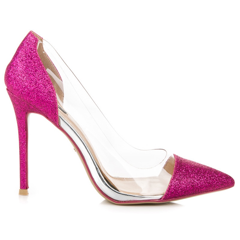 Vices Tacchi trasparenti con glitter rosa