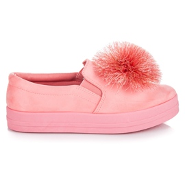 Vices Slipons in camoscio con nappina rosa
