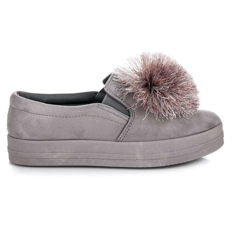 Vices Slipons in camoscio con nappina grigio