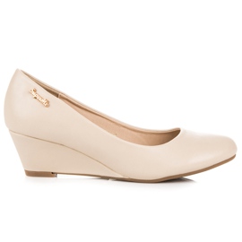 Super Me Décolleté beige con zeppa