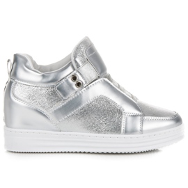 Muto Sneakers argento con velcro grigio