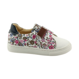 Scarpe da bambina con fiori Bartuś rosa marrone bianca