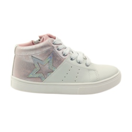 American Club Stivaletti sportivi con soletta americana in pelle rosa grigio bianca